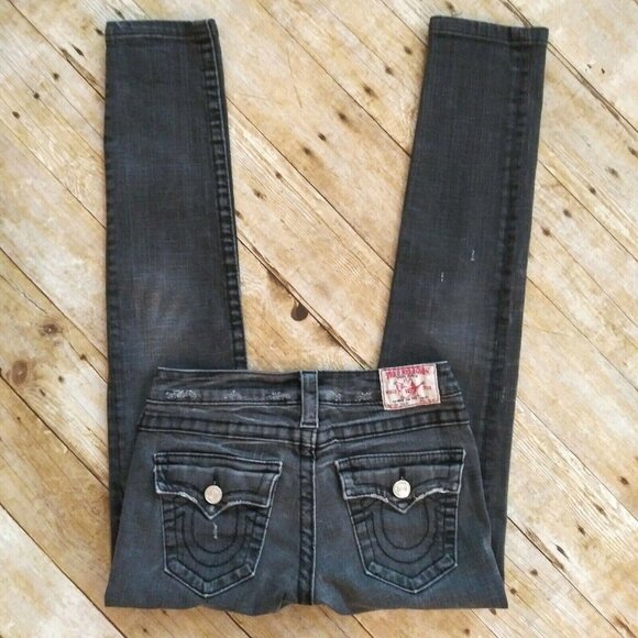 Women's True Religion Julie Skinny Button Flap Pockets Jeans 26x28.5 USA - Picture 2 of 8